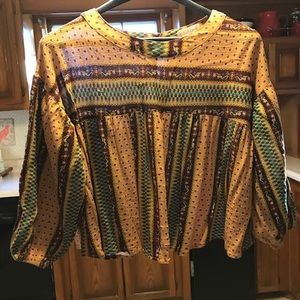 Small Crop Top Gold Boho Altar’d State 100% Rayon